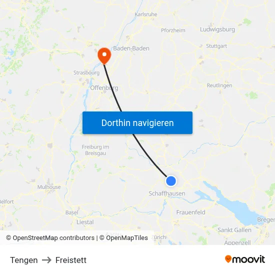 Tengen to Freistett map