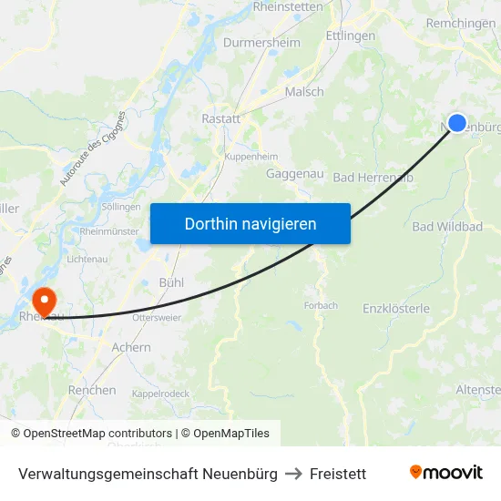 Verwaltungsgemeinschaft Neuenbürg to Freistett map