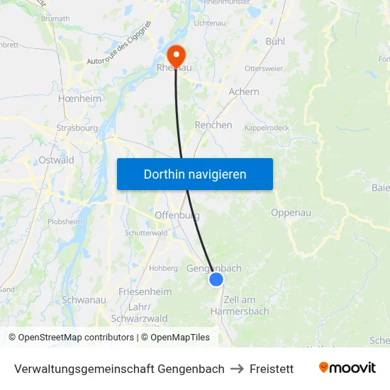 Verwaltungsgemeinschaft Gengenbach to Freistett map