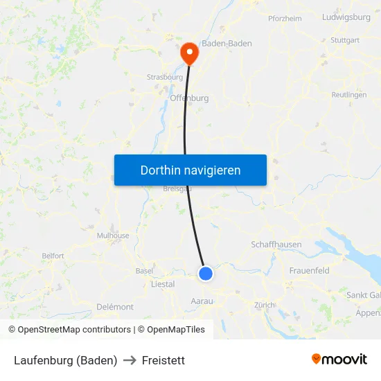 Laufenburg (Baden) to Freistett map