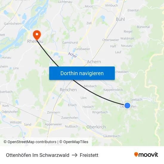 Ottenhöfen Im Schwarzwald to Freistett map