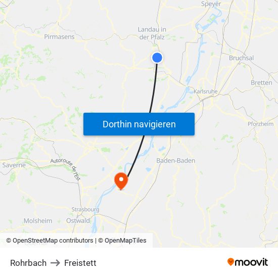 Rohrbach to Freistett map