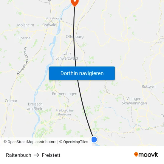 Raitenbuch to Freistett map