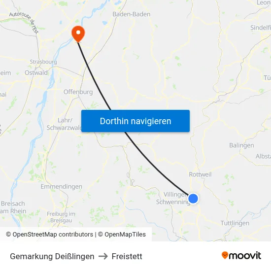 Gemarkung Deißlingen to Freistett map