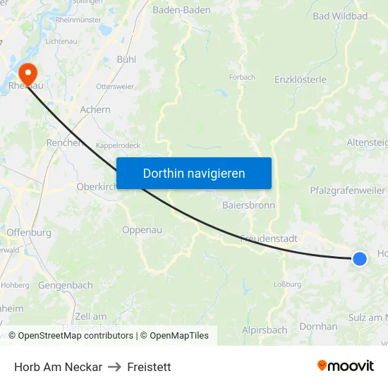 Horb Am Neckar to Freistett map