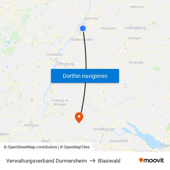 Verwaltungsverband Durmersheim to Blasiwald map