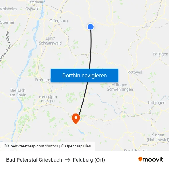 Bad Peterstal-Griesbach to Feldberg (Ort) map