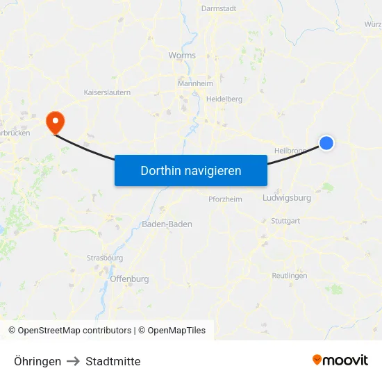 Öhringen to Stadtmitte map