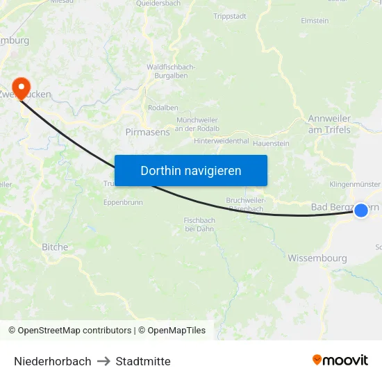 Niederhorbach to Stadtmitte map