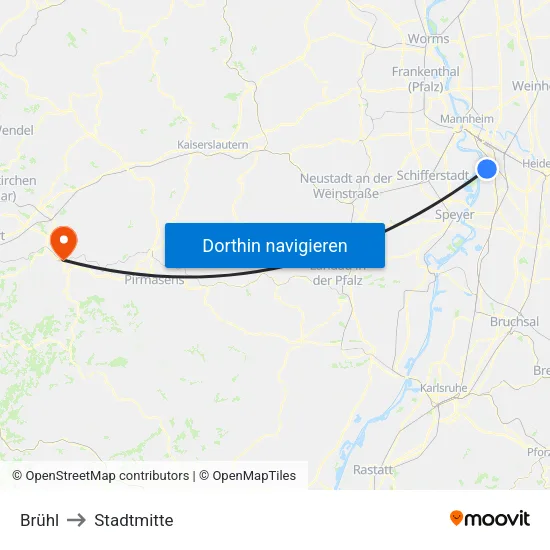 Brühl to Stadtmitte map