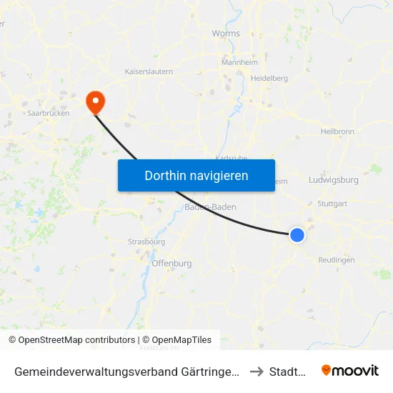 Gemeindeverwaltungsverband Gärtringen/Ehningen to Stadtmitte map