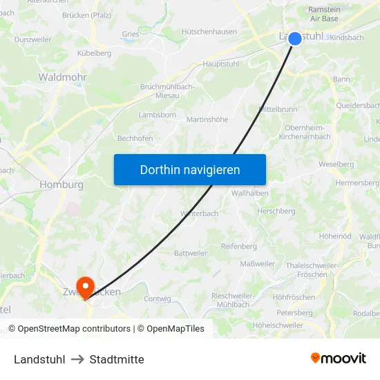 Landstuhl to Stadtmitte map