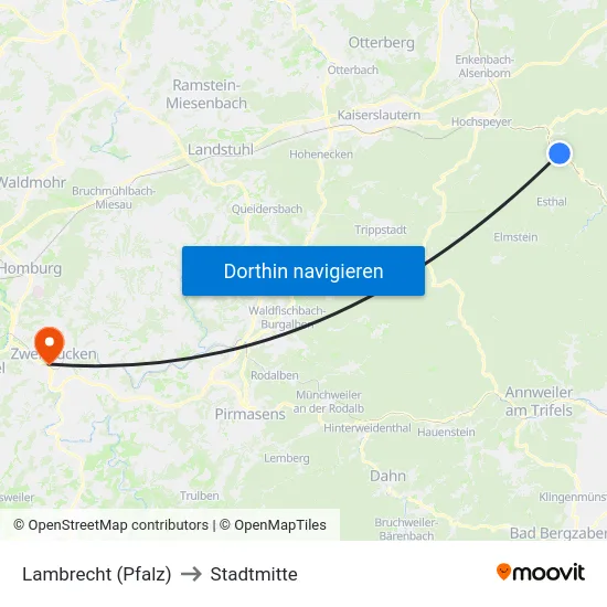 Lambrecht (Pfalz) to Stadtmitte map