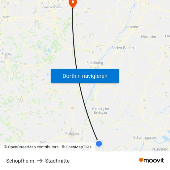 Schopfheim to Stadtmitte map