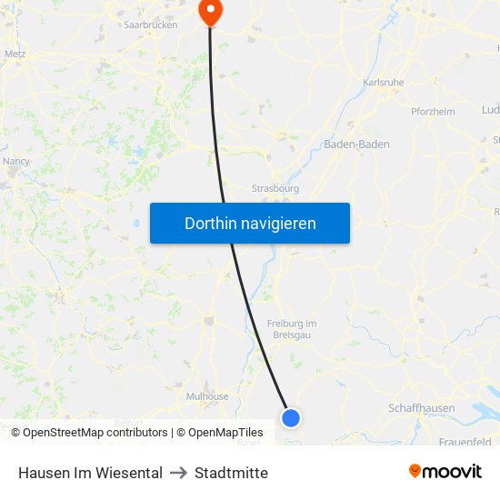 Hausen Im Wiesental to Stadtmitte map