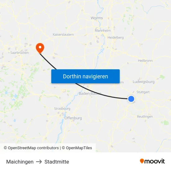 Maichingen to Stadtmitte map