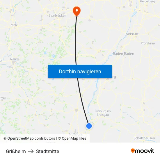 Grißheim to Stadtmitte map