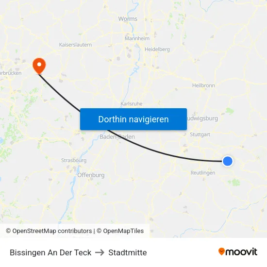 Bissingen An Der Teck to Stadtmitte map