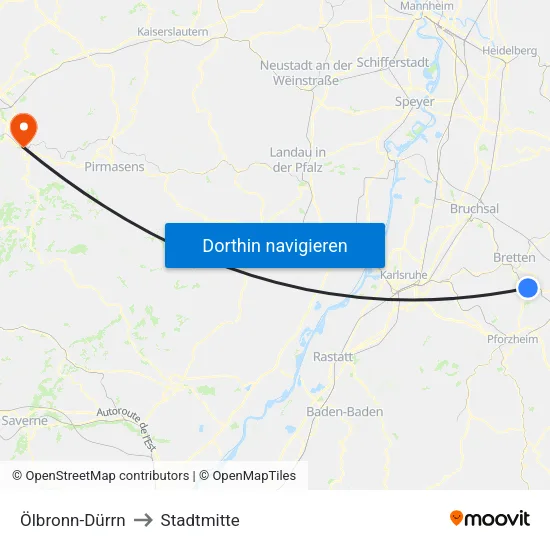 Ölbronn-Dürrn to Stadtmitte map