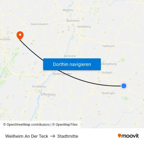 Weilheim An Der Teck to Stadtmitte map