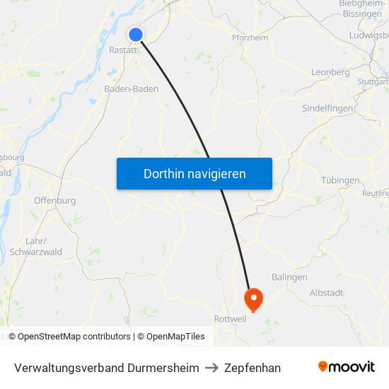 Verwaltungsverband Durmersheim to Zepfenhan map