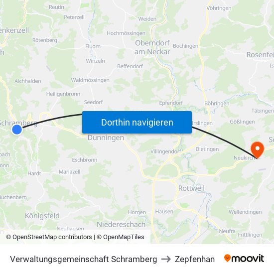 Verwaltungsgemeinschaft Schramberg to Zepfenhan map
