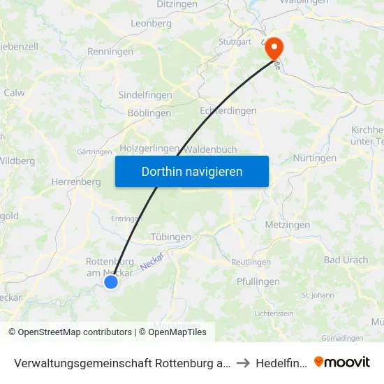 Verwaltungsgemeinschaft Rottenburg am Neckar to Hedelfingen map
