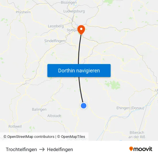 Trochtelfingen to Hedelfingen map
