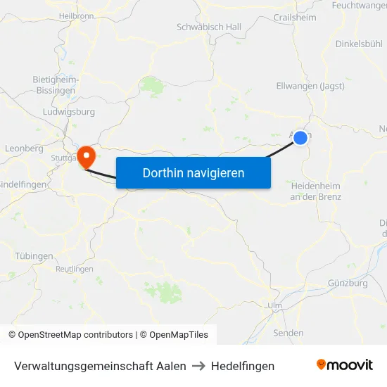 Verwaltungsgemeinschaft Aalen to Hedelfingen map