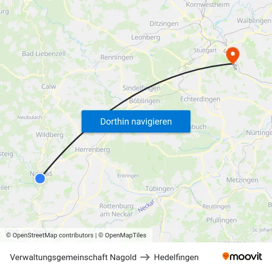 Verwaltungsgemeinschaft Nagold to Hedelfingen map