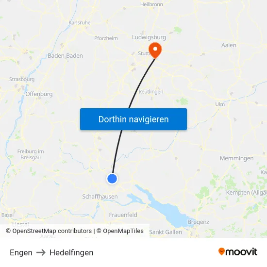 Engen to Hedelfingen map