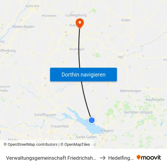 Verwaltungsgemeinschaft Friedrichshafen to Hedelfingen map