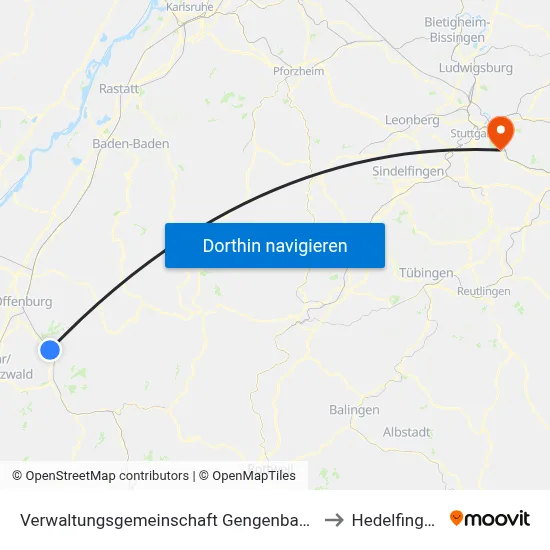 Verwaltungsgemeinschaft Gengenbach to Hedelfingen map