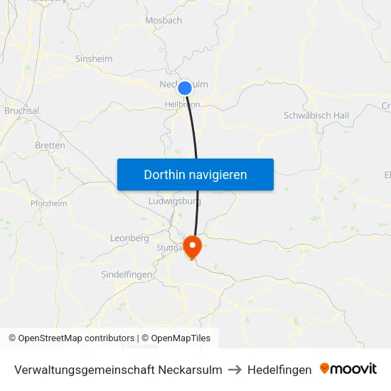 Verwaltungsgemeinschaft Neckarsulm to Hedelfingen map