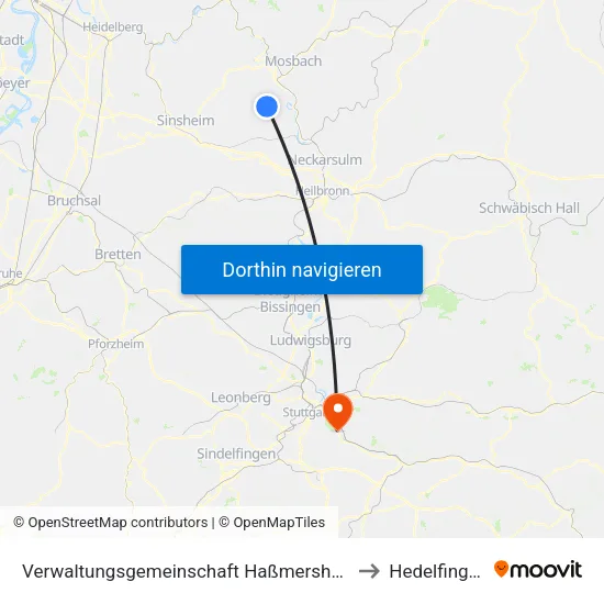 Verwaltungsgemeinschaft Haßmersheim to Hedelfingen map
