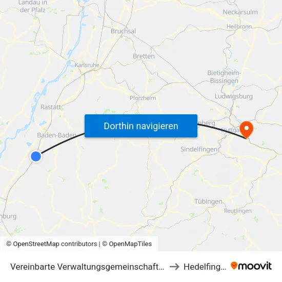 Vereinbarte Verwaltungsgemeinschaft Bühl to Hedelfingen map