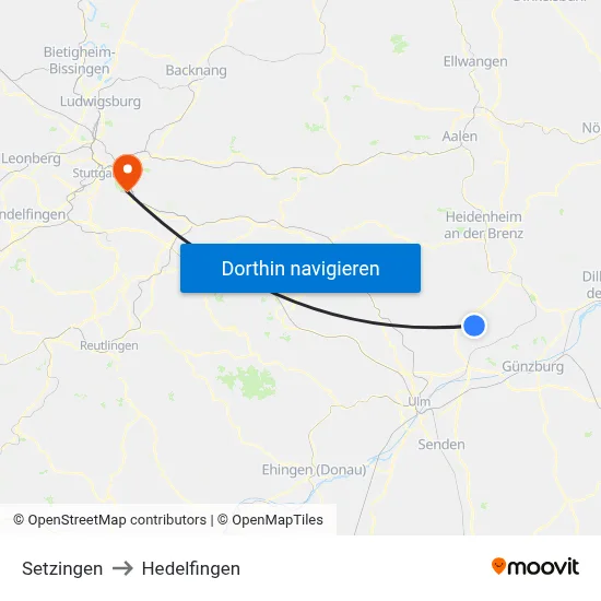 Setzingen to Hedelfingen map