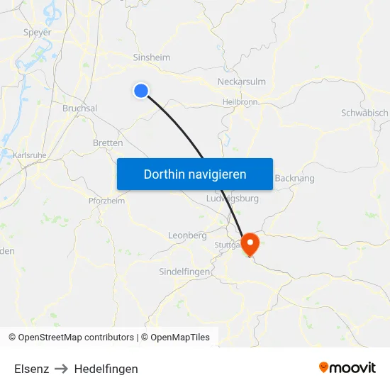 Elsenz to Hedelfingen map