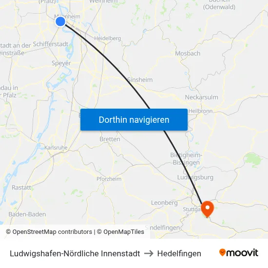 Ludwigshafen-Nördliche Innenstadt to Hedelfingen map