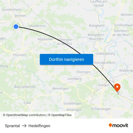 Sprantal to Hedelfingen map