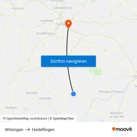 Wilsingen to Hedelfingen map