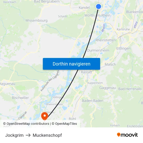 Jockgrim to Muckenschopf map