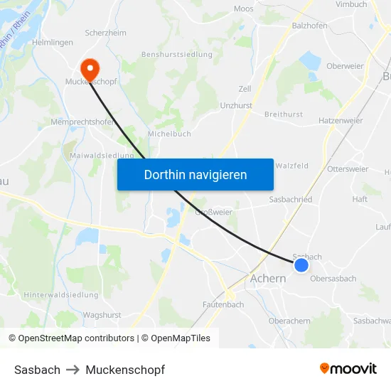 Sasbach to Muckenschopf map
