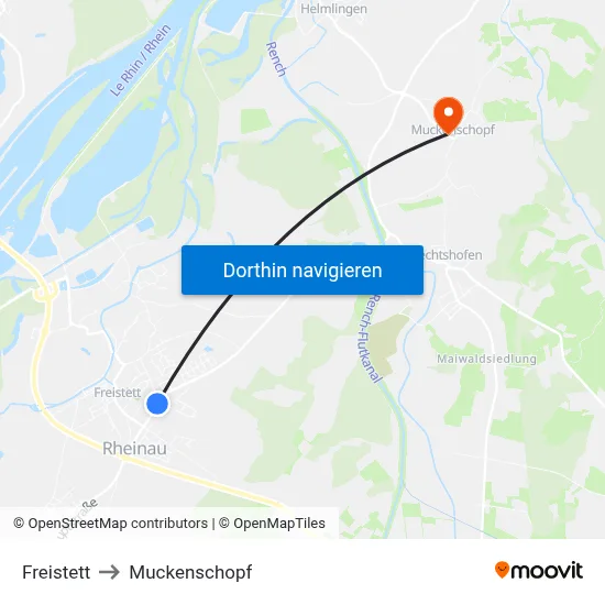 Freistett to Muckenschopf map