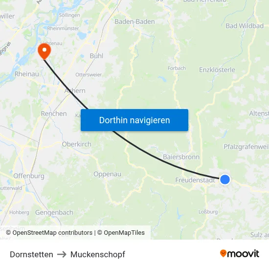 Dornstetten to Muckenschopf map