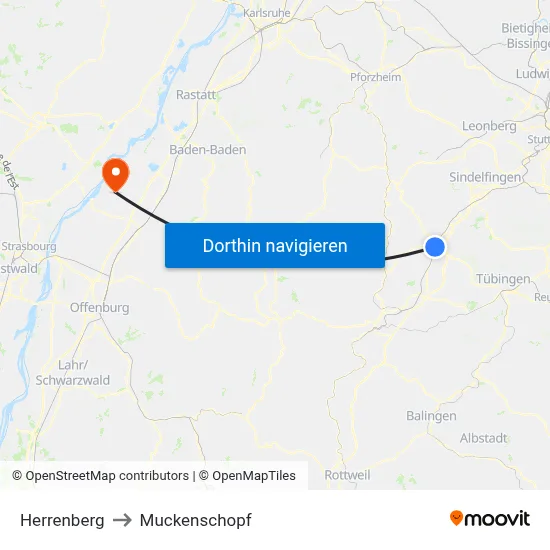 Herrenberg to Muckenschopf map