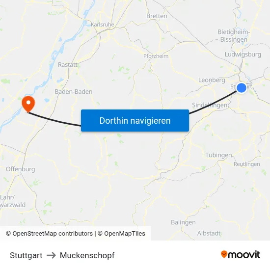 Stuttgart to Muckenschopf map