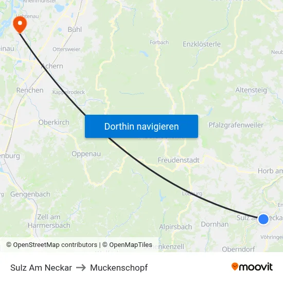 Sulz Am Neckar to Muckenschopf map