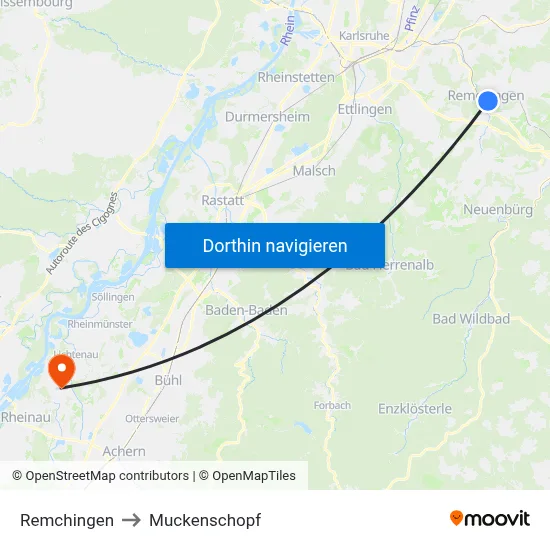 Remchingen to Muckenschopf map