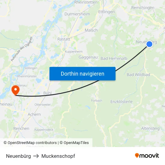 Neuenbürg to Muckenschopf map